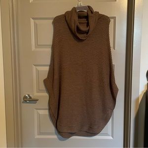 Brown Oversized Turtleneck Knit Pancho